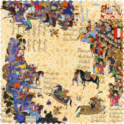 رومیزی مخمل مربع شاهنامه