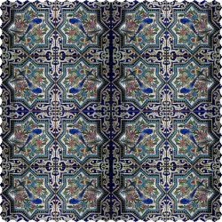 رومیزی مخمل مربع کاشی گل مرغ