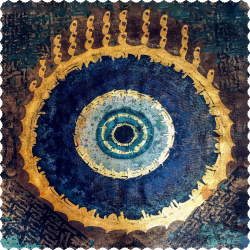 رومیزی مخمل مربع چشم نظر پتینه