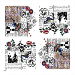 رومیزی مخمل مربع روزنامه شکوفه اردوی همایونی قجری