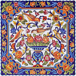 رومیزی مخمل مربع گل مرغ فرحی