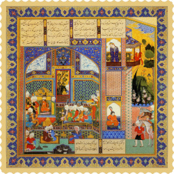 رومیزی مربع مینیاتور شاهنامه پادشاهی