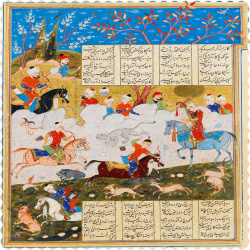 رومیزی مربع مخمل شاهنامه شکارگاه