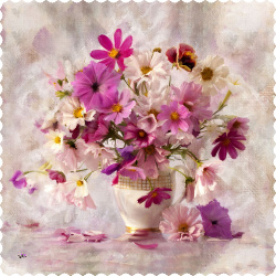 رومیزی مربع رنگ روغن گلدان