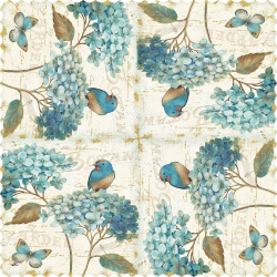 رومیزی مربع نقاشی یاس گنجشک و پروانه