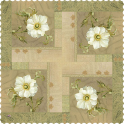 رومیزی مربع نقاشی گل بنفشه زمینه کرم