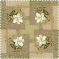 رومیزی مربع نقاشی گل لیلیوم زمینه کرم