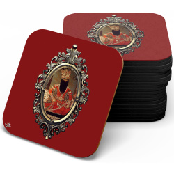 زیر لیوانی سنتی چوبی mdf زرشکی شاه قجری