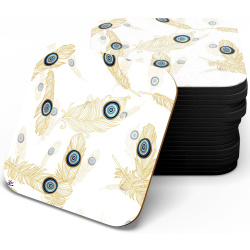 زیر لیوانی چوبی mdf پر طاووس طلایی