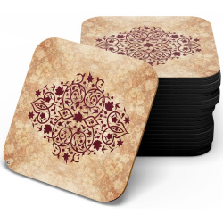 زیر لیوانی چوبی mdf گل چرمی