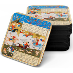 زیر لیوانی چوبی MDF شاهنامه شکارگاه