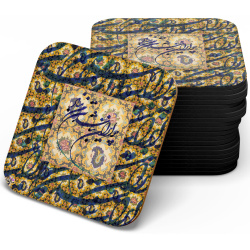 زیر لیوانی چوبی MDF کاشی خط چو ایران نباشد تن من مباد