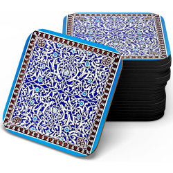 زیر لیوانی چوبی MDF کاشی گره ابی