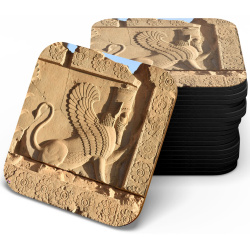 زیر لیوانی چوبی mdf شیر مردان بالدار تخت جمشید