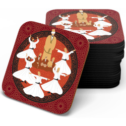 زیر لیوانی چوبی mdf بزم و رقص صوفیان