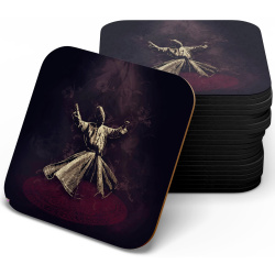 زیر لیوانی چوبی mdf رقص سماع تیره