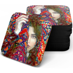 زیر لیوانی چوبی mdf دکوپاژ زن