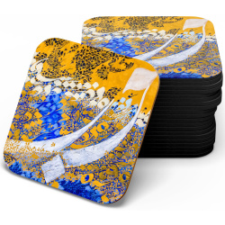 زیر لیوانی چوبی mdf خط نقاشی رنگ روغن