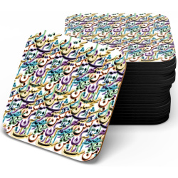 زیر لیوانی چوبی mdf سیاه مشق رنگی