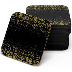 زیر لیوانی چوبی mdf سیاه مشق خردلی درهم