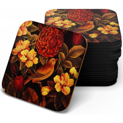 زیر لیوانی چوبی mdf گل مرغ