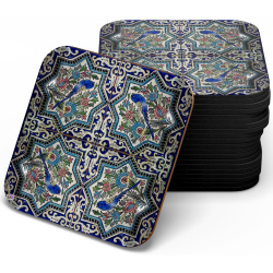 زیر لیوانی چوبی mdf کاشی گل مرغ