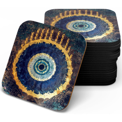 زیر لیوانی چوبی mdf چشم نظر پتینه