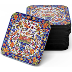 زیر لیوانی چوبی mdf گل مرغ فرحی