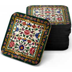 زیر لیوانی چوبی MDF لوتوس گل قرمز