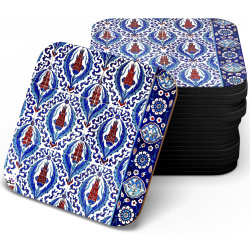 زیر لیوانی چوبی MDF آبی لاله سرخ