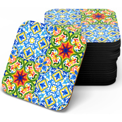 زیر لیوانی چوبی MDF کاشی دورنگ