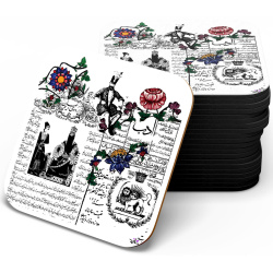 زیر لیوانی چوبی MDF روزنامه ادب قجری