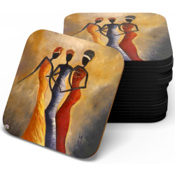 زیر لیوانی چوبی MDF نقاشی دختران افریقایی