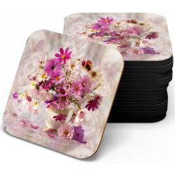 زیر لیوانی چوبی MDF رنگ روغن گلدان