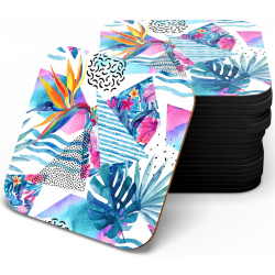 زیر لیوانی چوبی MDF فانتزی گل و برگ