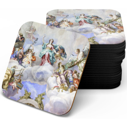 زیر لیوانی چوبی MDF رنگ روغن فرشته آبی