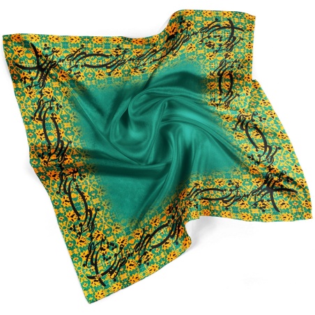 روسری بزرگ و کوچک خطاطی و کاشی زرد و سبز