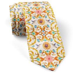 کراوات کلاسیک گل و پروانه سفید