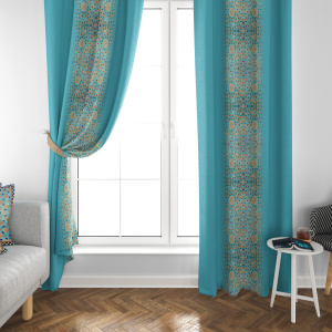 پرده مخمل کاشی فیروزه شمس