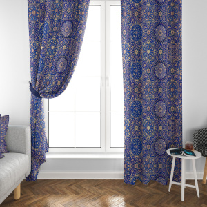 پرده مخمل مهر و کاشی طلایی