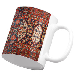 لیوان سرامیکی فرش بافت گل قشقایی