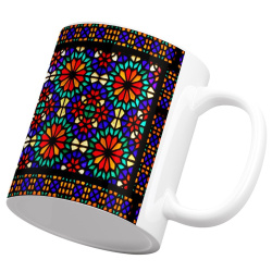 لیوان سرامیکی شیشه رنگی قاب دار